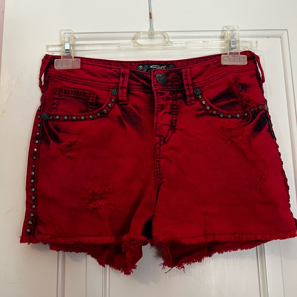 High Waisted Silver Jeans Shorts